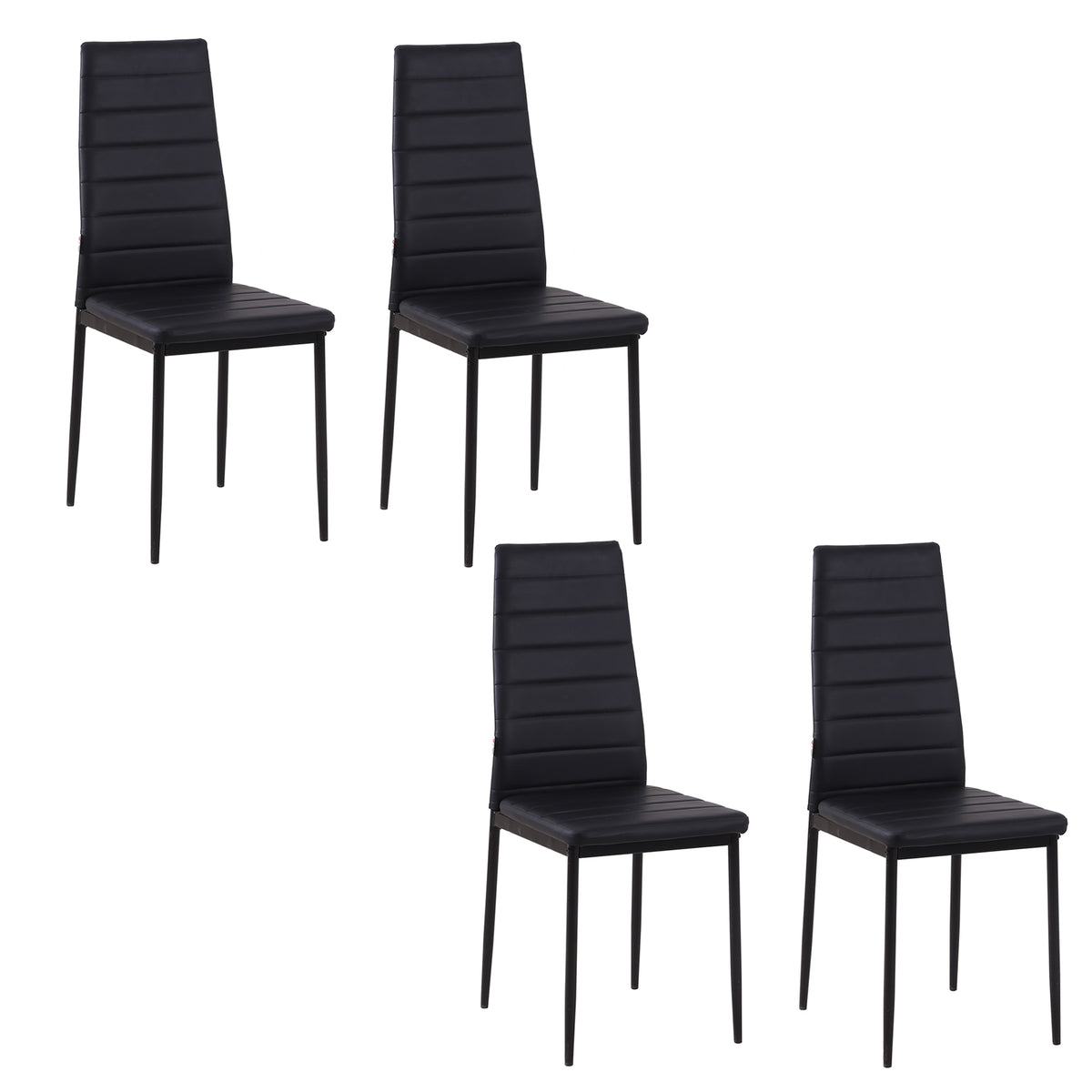 Modern High Back PU Leather Dining Chairs - Black, Set of 4-Dining Chairs-DECOROLALA