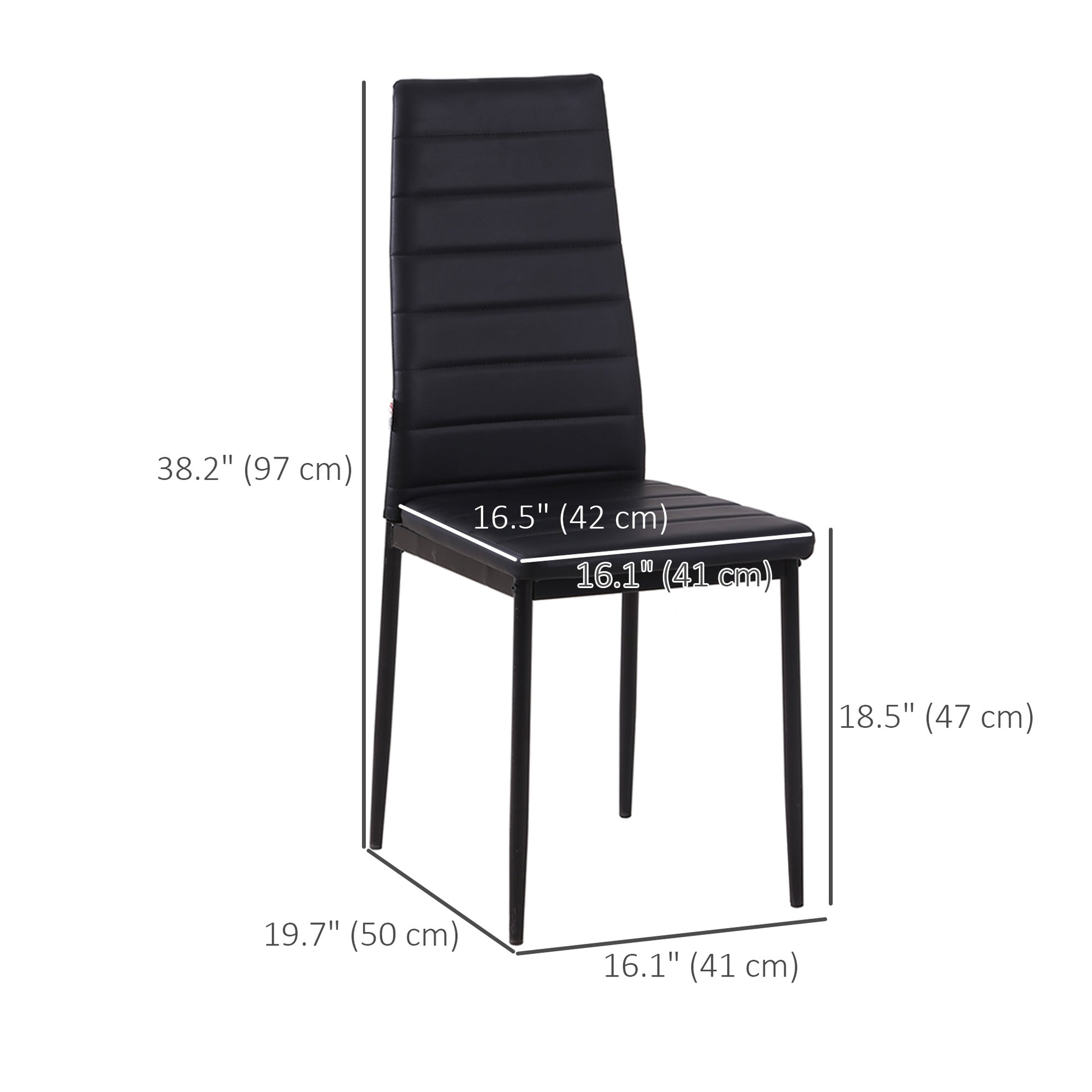 Modern High Back PU Leather Dining Chairs - Black, Set of 4-Home Furnishings > Kitchen & Dining Furniture > Dining Chairs-DECOROLALA