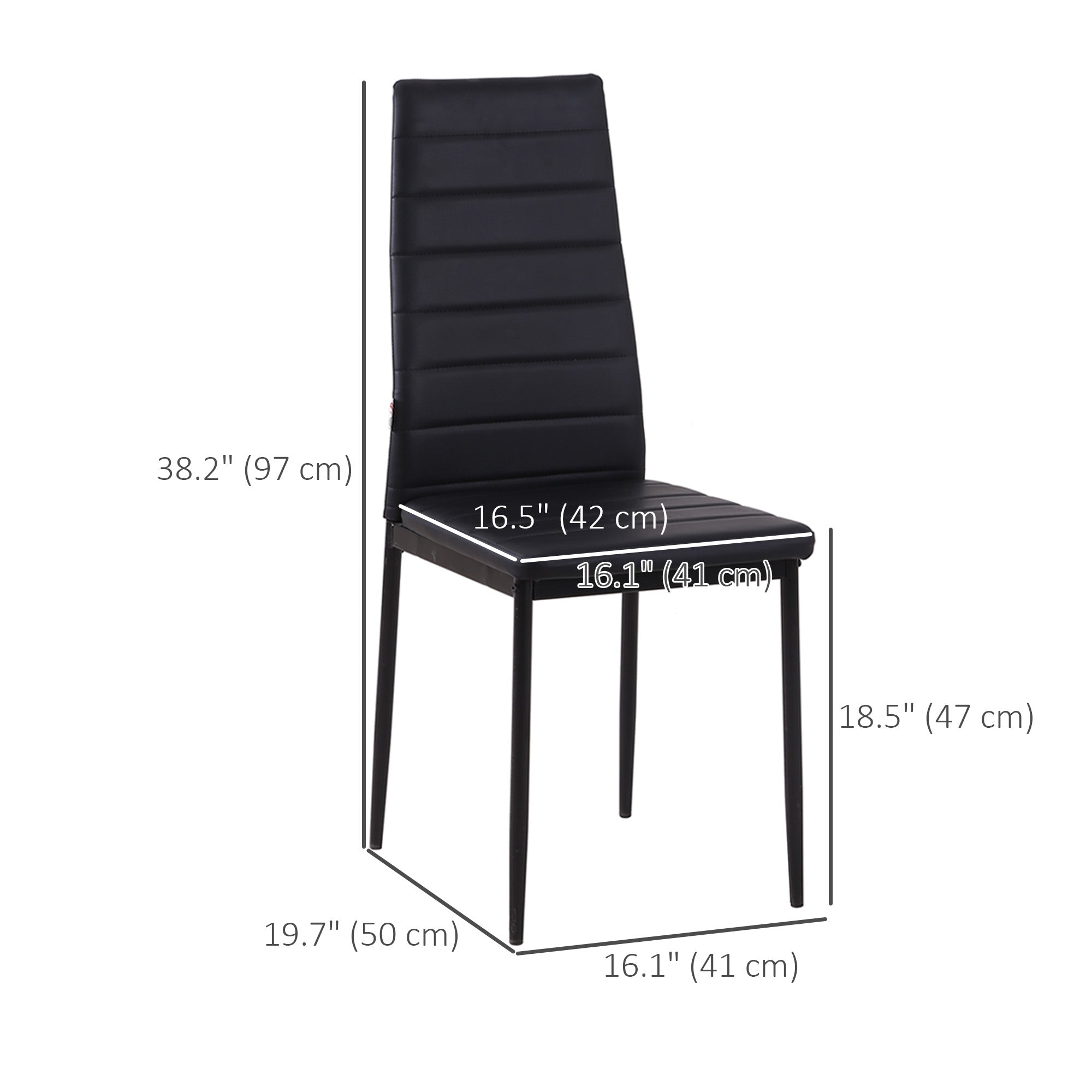 Modern High Back PU Leather Dining Chairs - Black, Set of 4-Home Furnishings > Kitchen & Dining Furniture > Dining Chairs-DECOROLALA