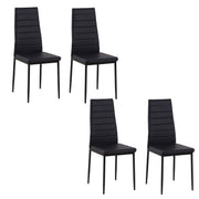 Modern High Back PU Leather Dining Chairs - Black, Set of 4-Home Furnishings > Kitchen & Dining Furniture > Dining Chairs-DECOROLALA