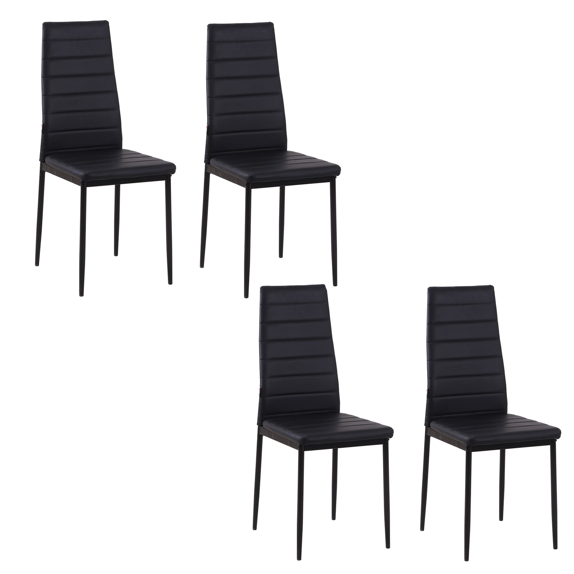 Modern High Back PU Leather Dining Chairs - Black, Set of 4-Home Furnishings > Kitchen & Dining Furniture > Dining Chairs-DECOROLALA