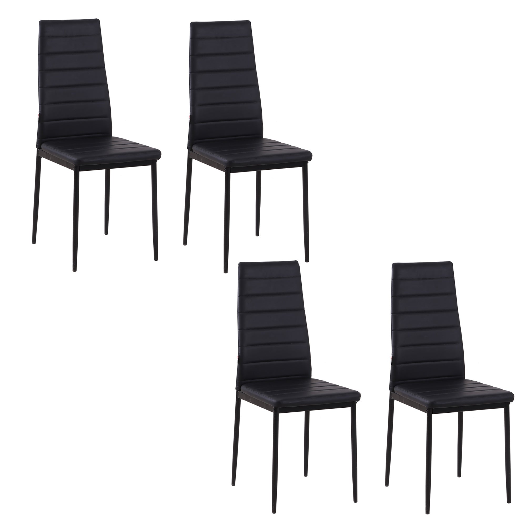 Modern High Back PU Leather Dining Chairs - Black, Set of 4-Home Furnishings > Kitchen & Dining Furniture > Dining Chairs-DECOROLALA