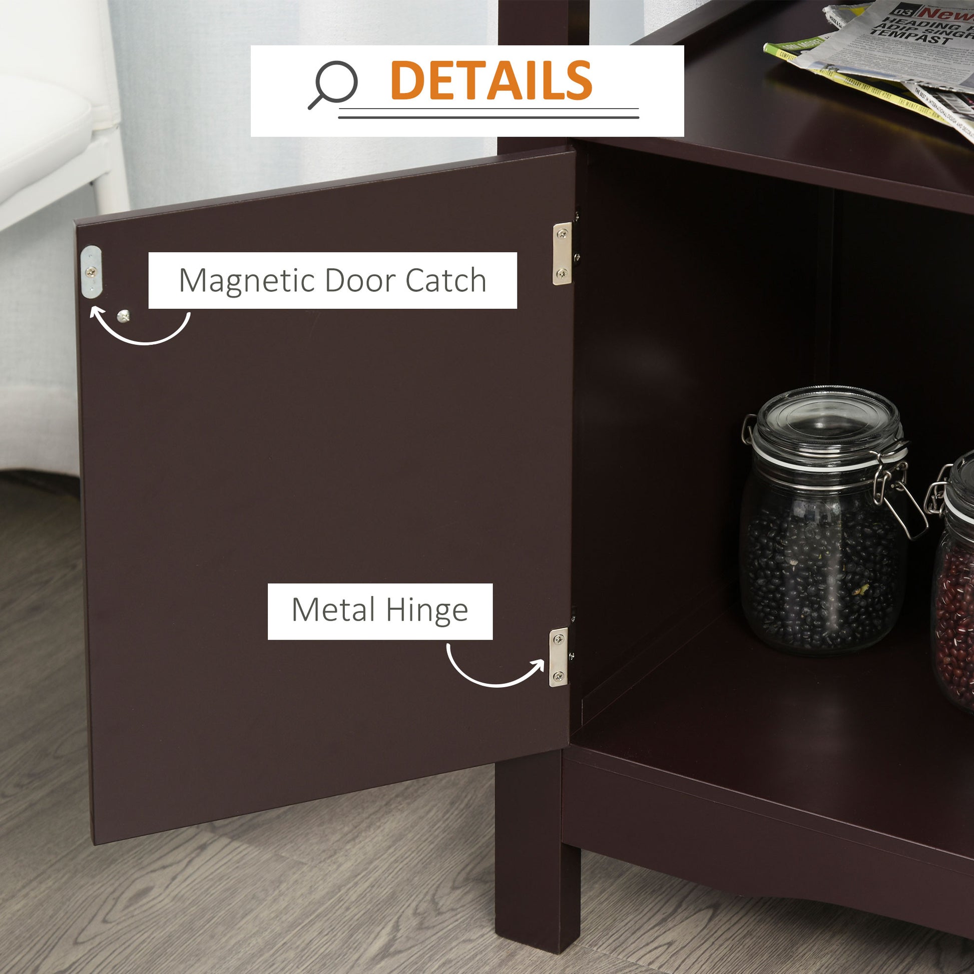 Modern Kitchen Buffet Cabinet - 12-Bottle Wine Rack Espresso-DECOROLALA