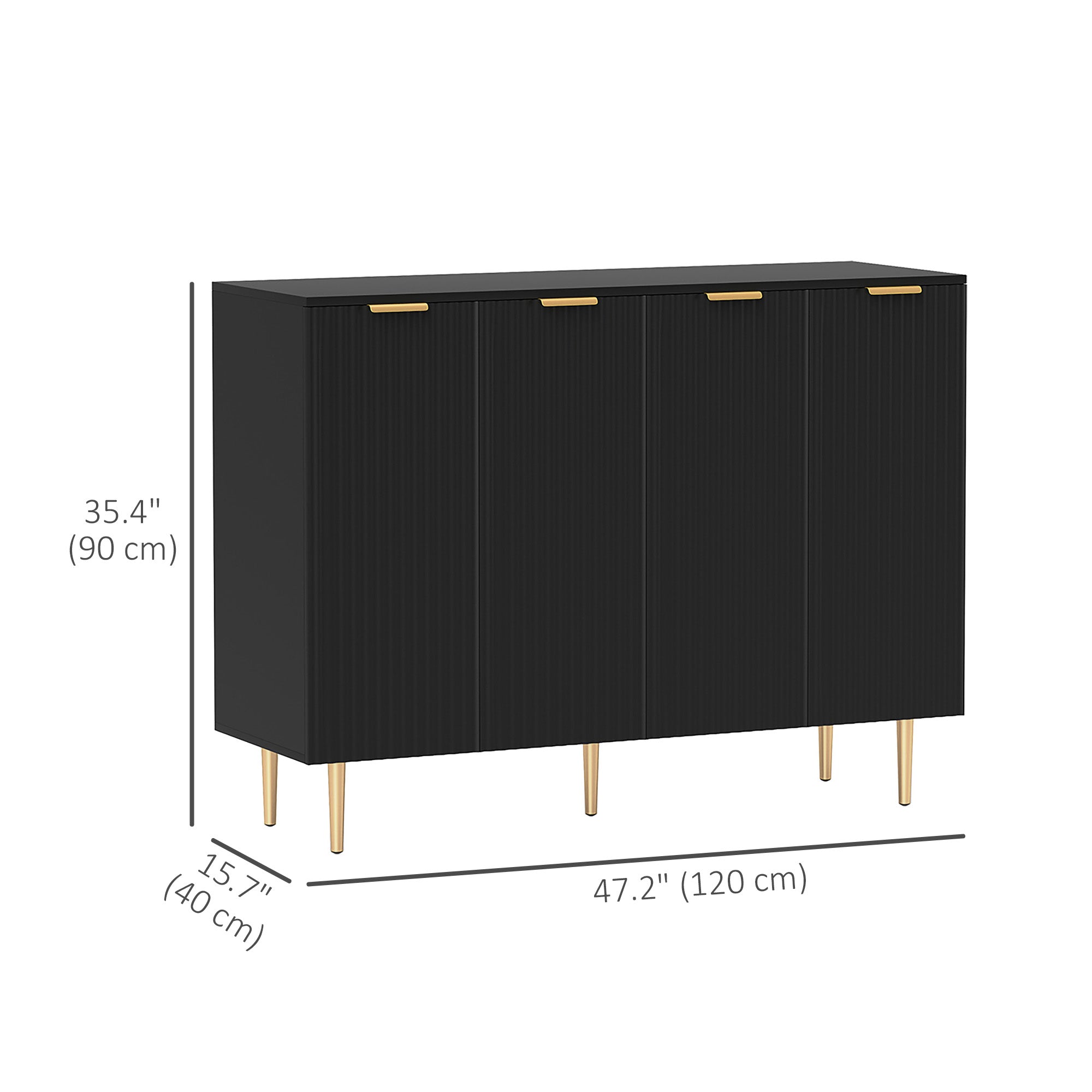 Modern Kitchen Cabinet, Black, Adjustable Shelves, 2-Tier Buffet-DECOROLALA