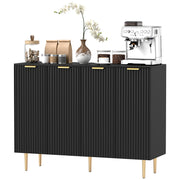 Modern Kitchen Cabinet, Black, Adjustable Shelves, 2-Tier Buffet-DECOROLALA