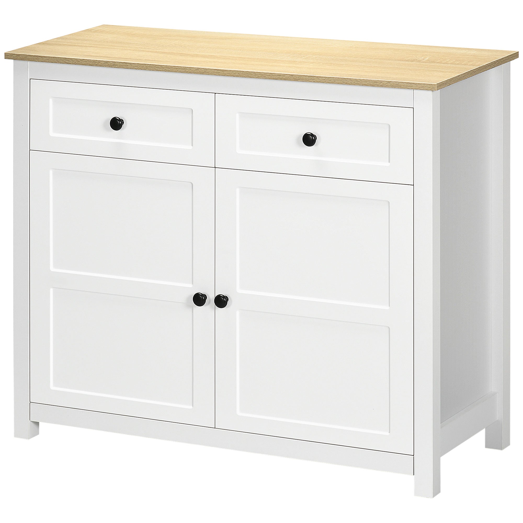 Modern Kitchen Sideboard, White Storage Cabinet with Adjustable Shelf - 39.4"L-DECOROLALA