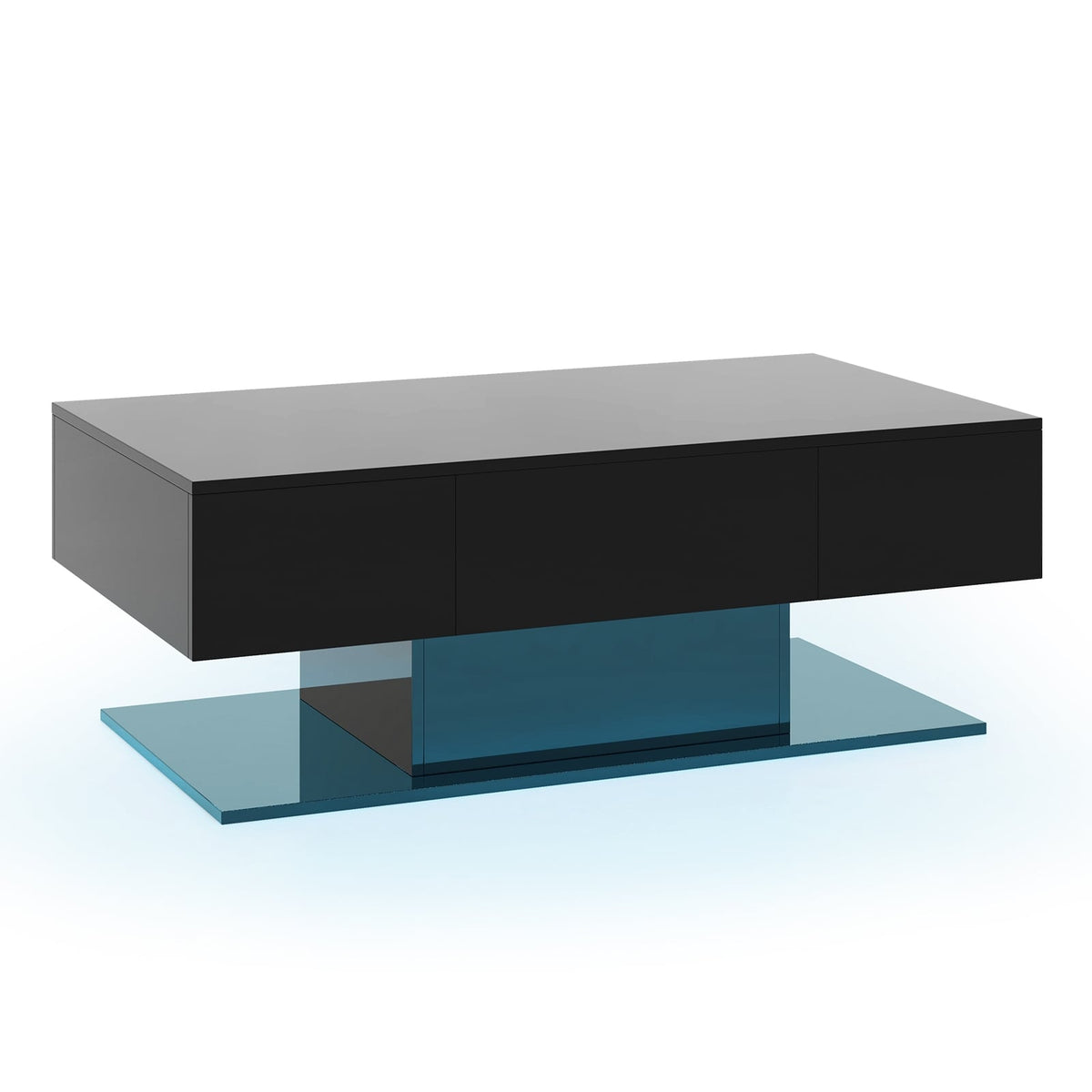 Modern LED Coffee Table with 20 Color LED Lights and 2 Storage Drawers-Black-Coffee Tables-DECOROLALA