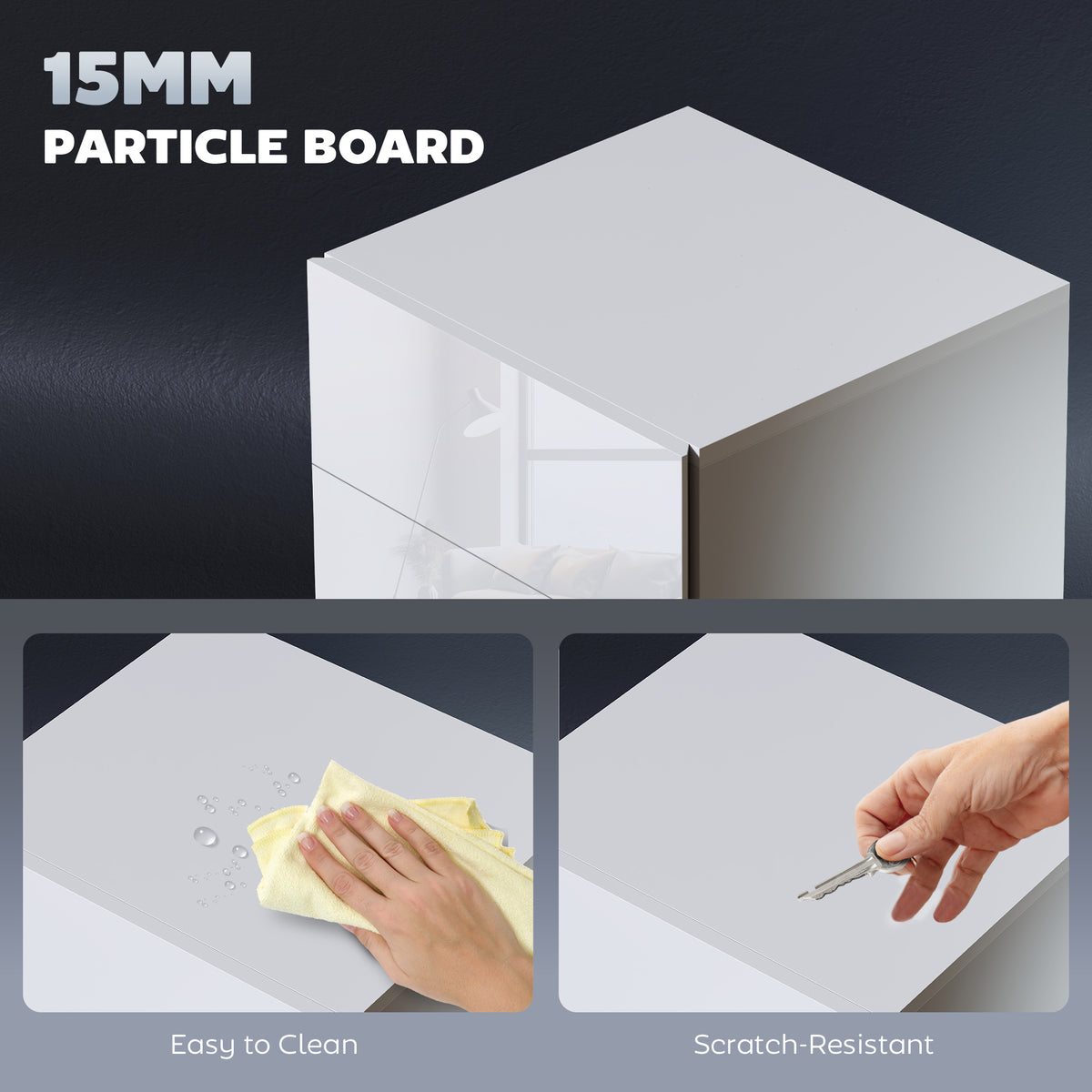 Modern LED Nightstand - 3 Drawers App Control White-Home Furnishings > Bedroom Furniture > Bedside Tables-DECOROLALA