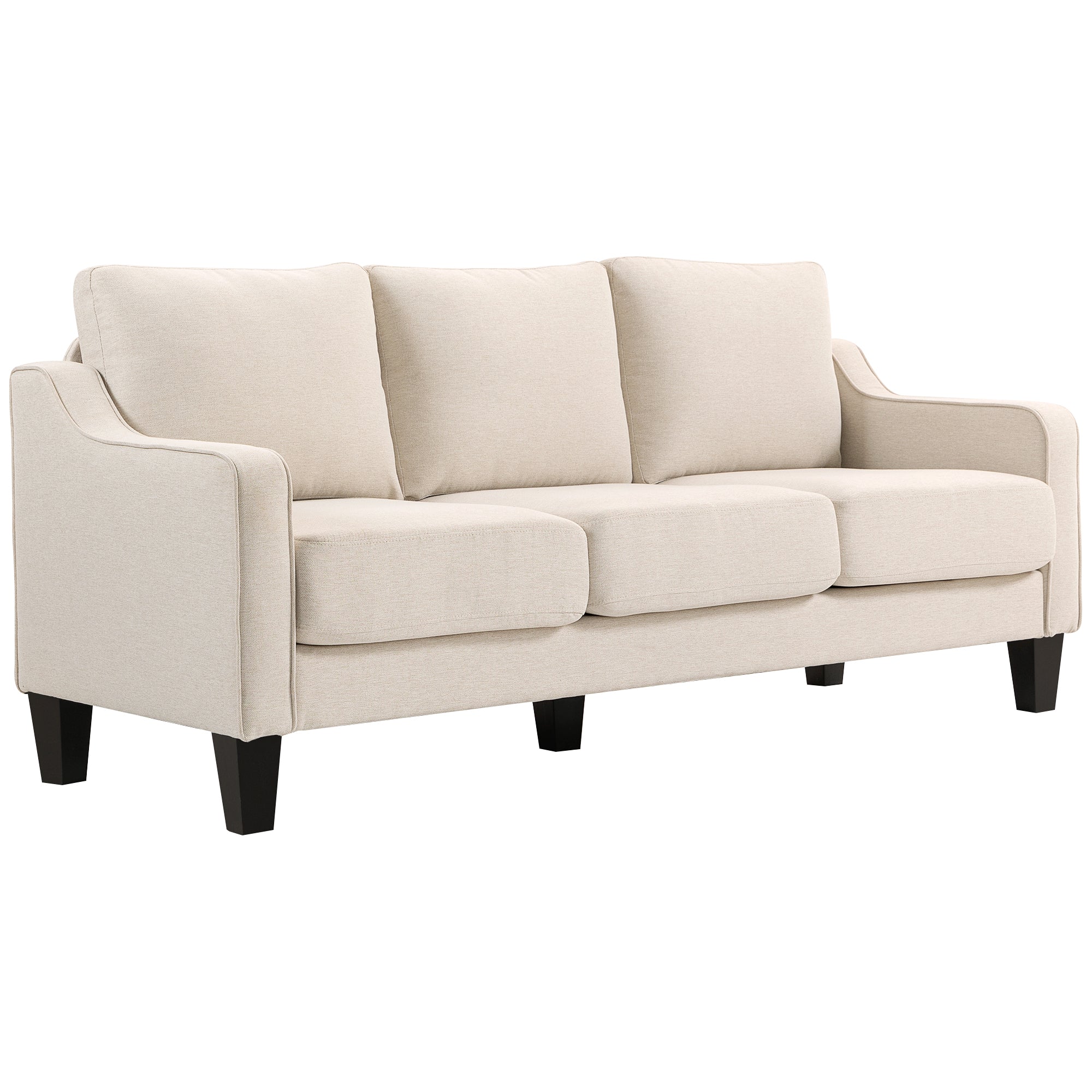Modern Linen Sofa - 3 Seater, Pocket Spring, Thick Padded, Charcoal Grey-DECOROLALA