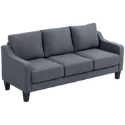 Modern Linen Sofa - 3 Seater, Pocket Spring, Thick Padded, Charcoal Grey-DECOROLALA