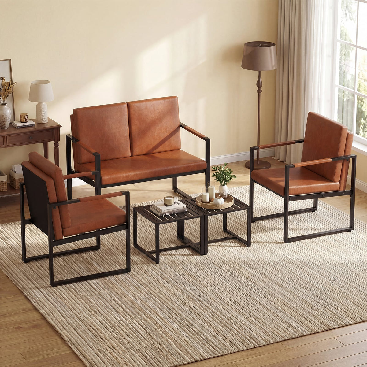 Modern Loveseat Sofa 2 Seater Small Couch-Brown-Sofas & Loveseats-DECOROLALA