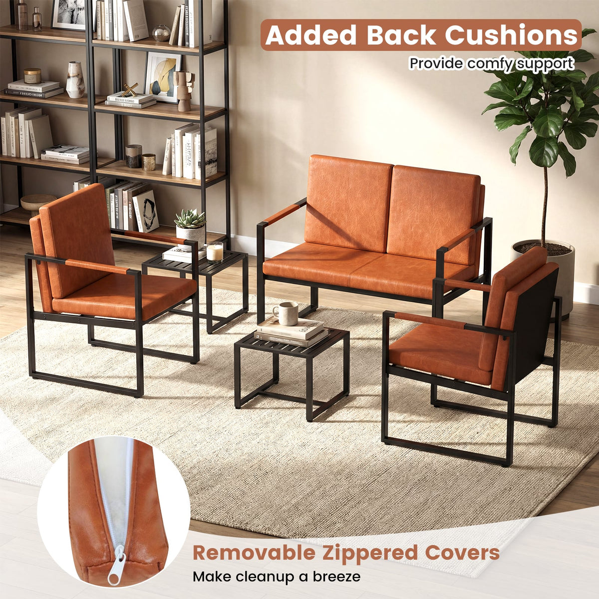Modern Loveseat Sofa 2 Seater Small Couch-Brown-Sofas & Loveseats-DECOROLALA
