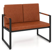 Modern Loveseat Sofa 2 Seater Small Couch-Brown-Sofas & Loveseats-DECOROLALA