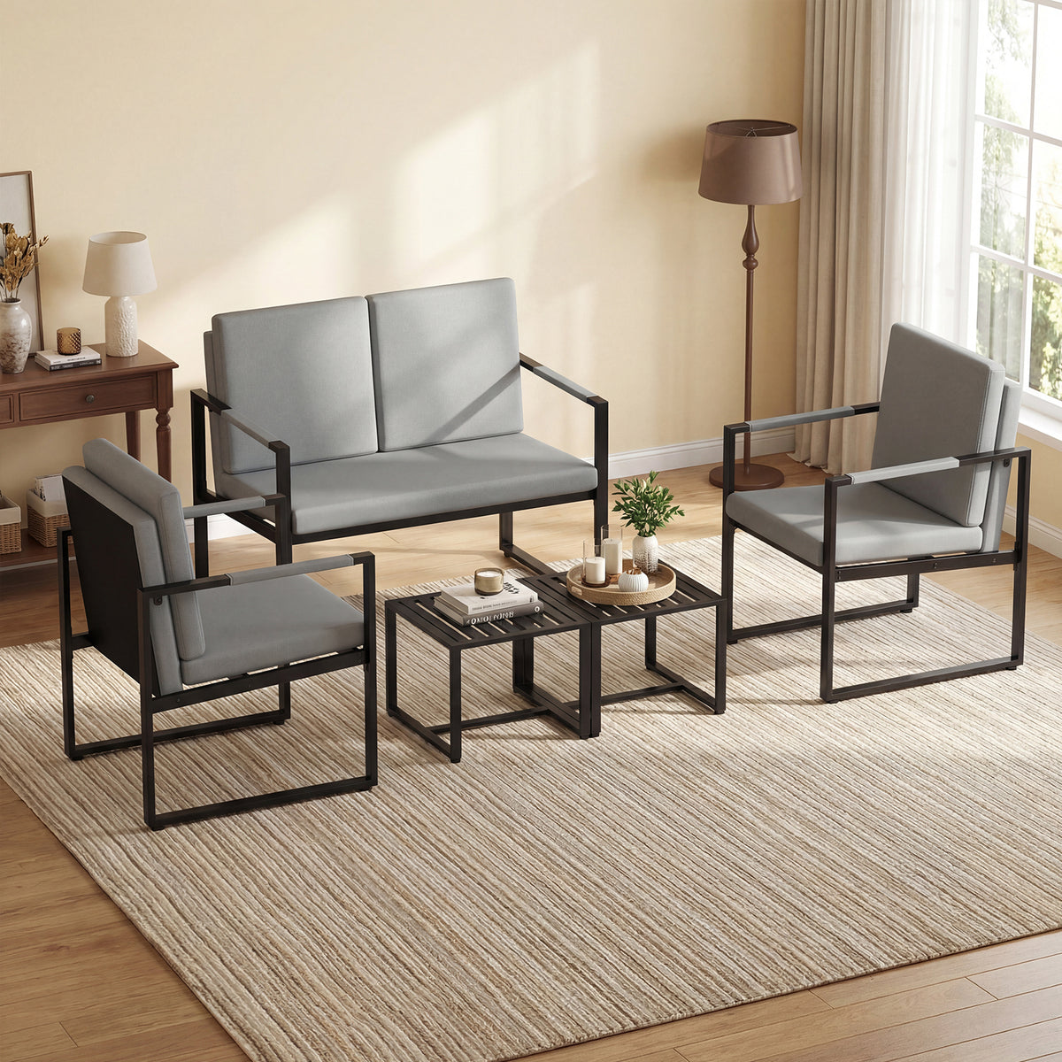 Modern Loveseat Sofa 2 Seater Small Couch-Gray-Sofas & Loveseats-DECOROLALA