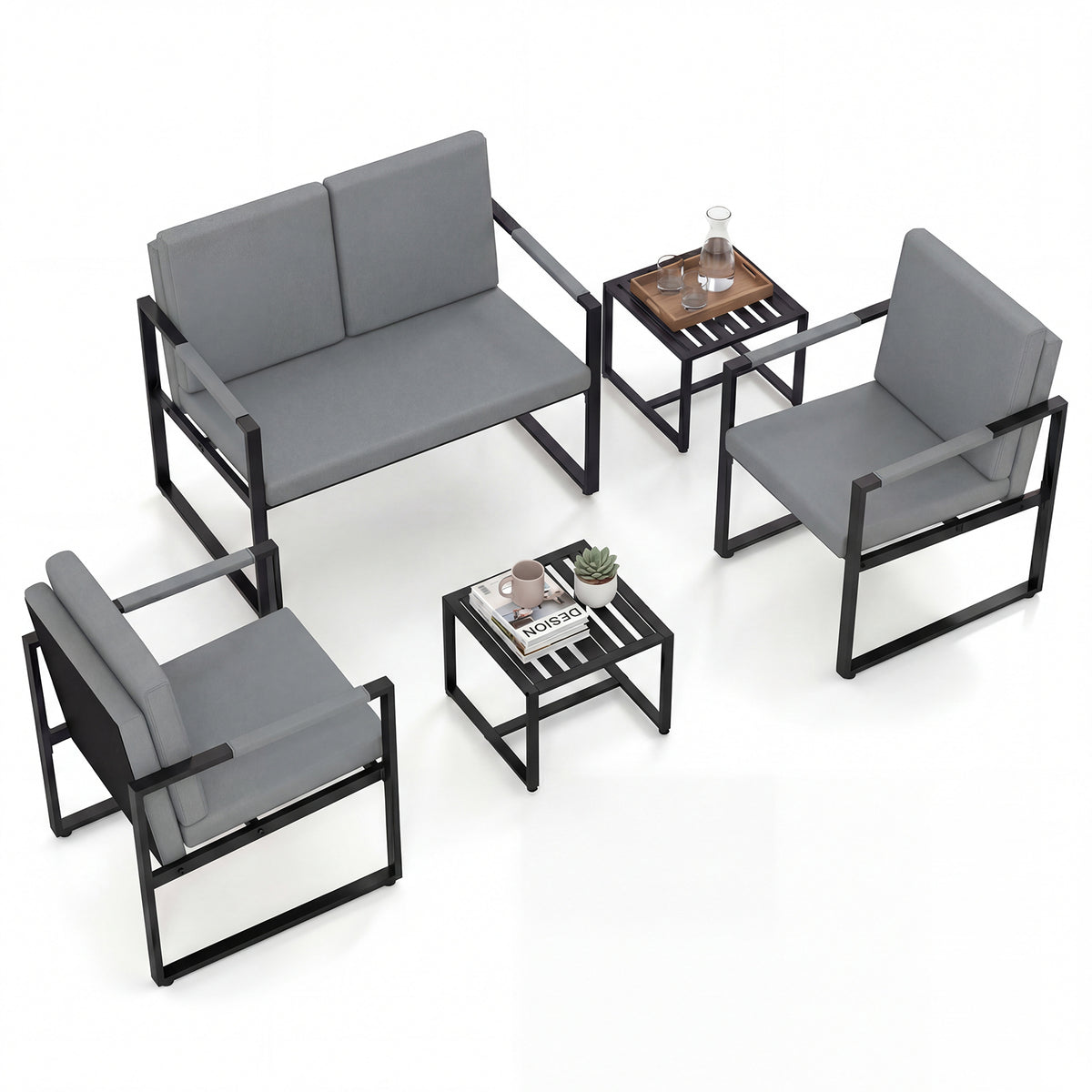 Modern Loveseat Sofa 2 Seater Small Couch-Gray-Sofas & Loveseats-DECOROLALA