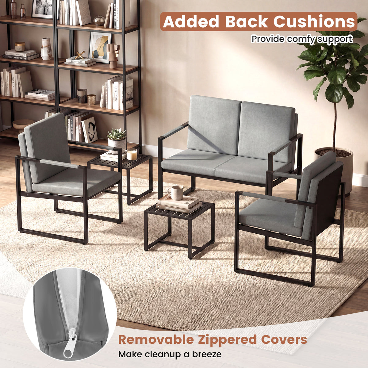 Modern Loveseat Sofa 2 Seater Small Couch-Gray-Sofas & Loveseats-DECOROLALA