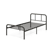 Modern Metal Platform Bed with Headboard and Footboard-Black-Simple Bed Frame-DECOROLALA