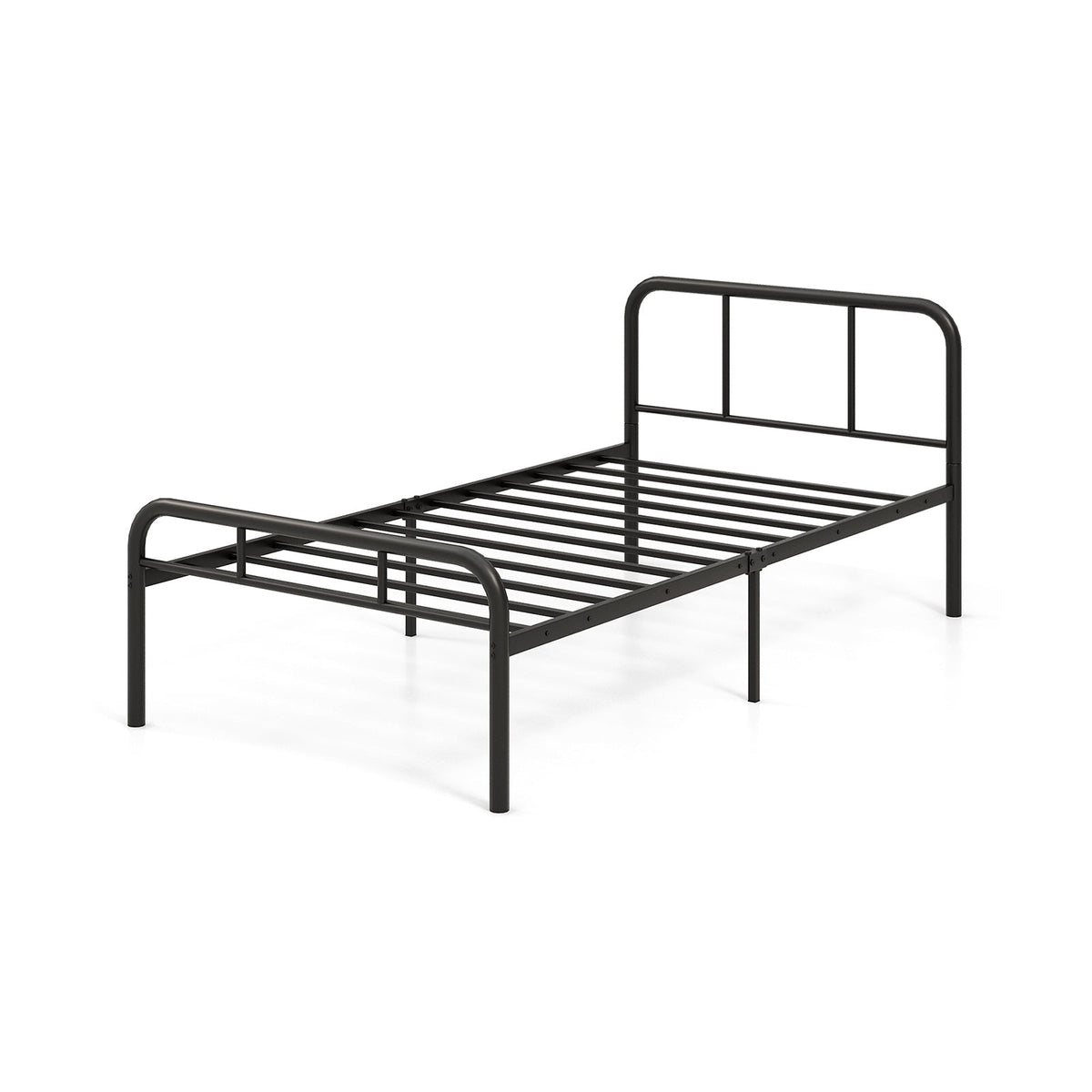 Modern Metal Platform Bed with Headboard and Footboard-Simple Bed Frame-DECOROLALA