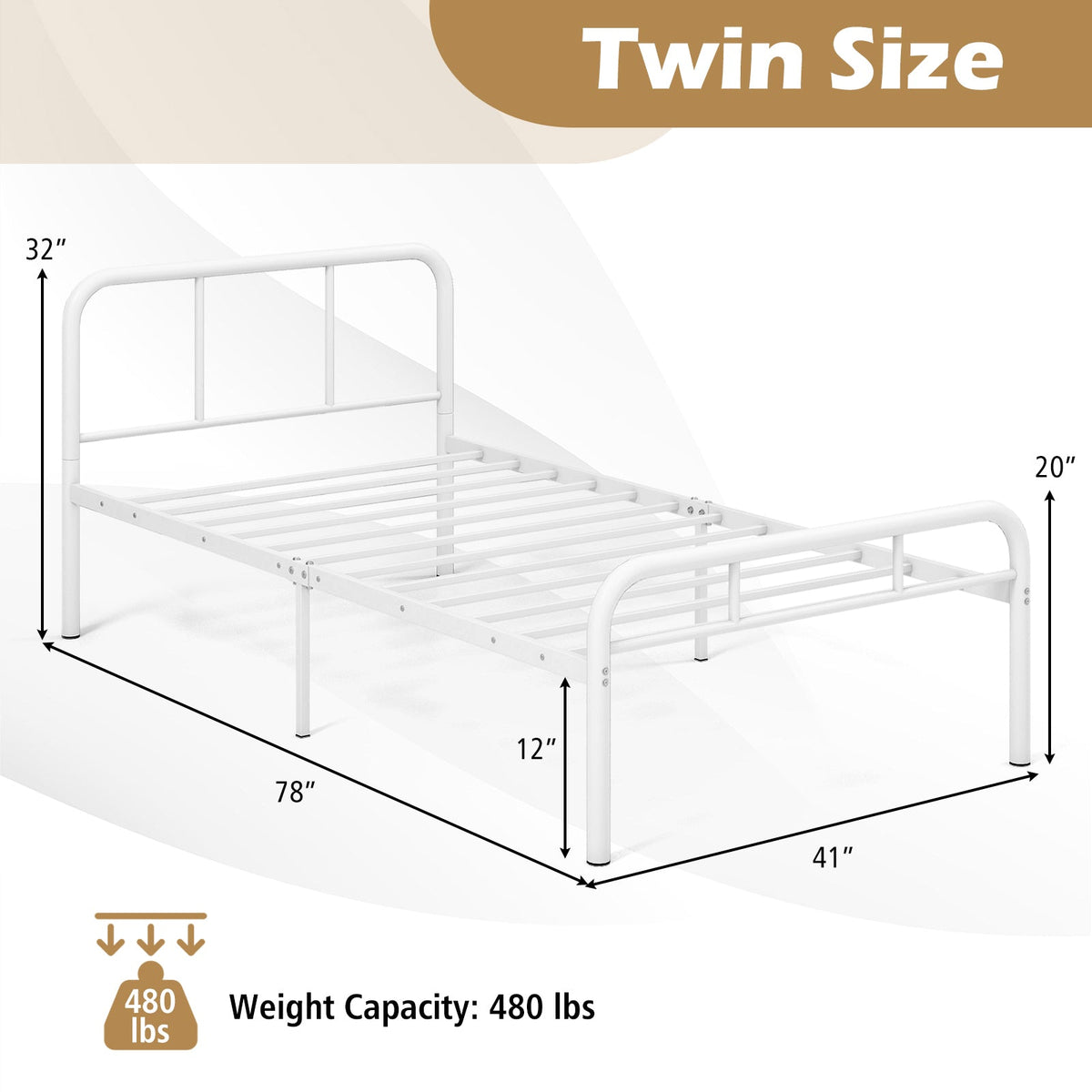 Modern Metal Platform Bed with Headboard and Footboard-Simple Bed Frame-DECOROLALA