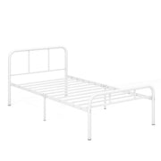 Modern Metal Platform Bed with Headboard and Footboard-White-Simple Bed Frame-DECOROLALA