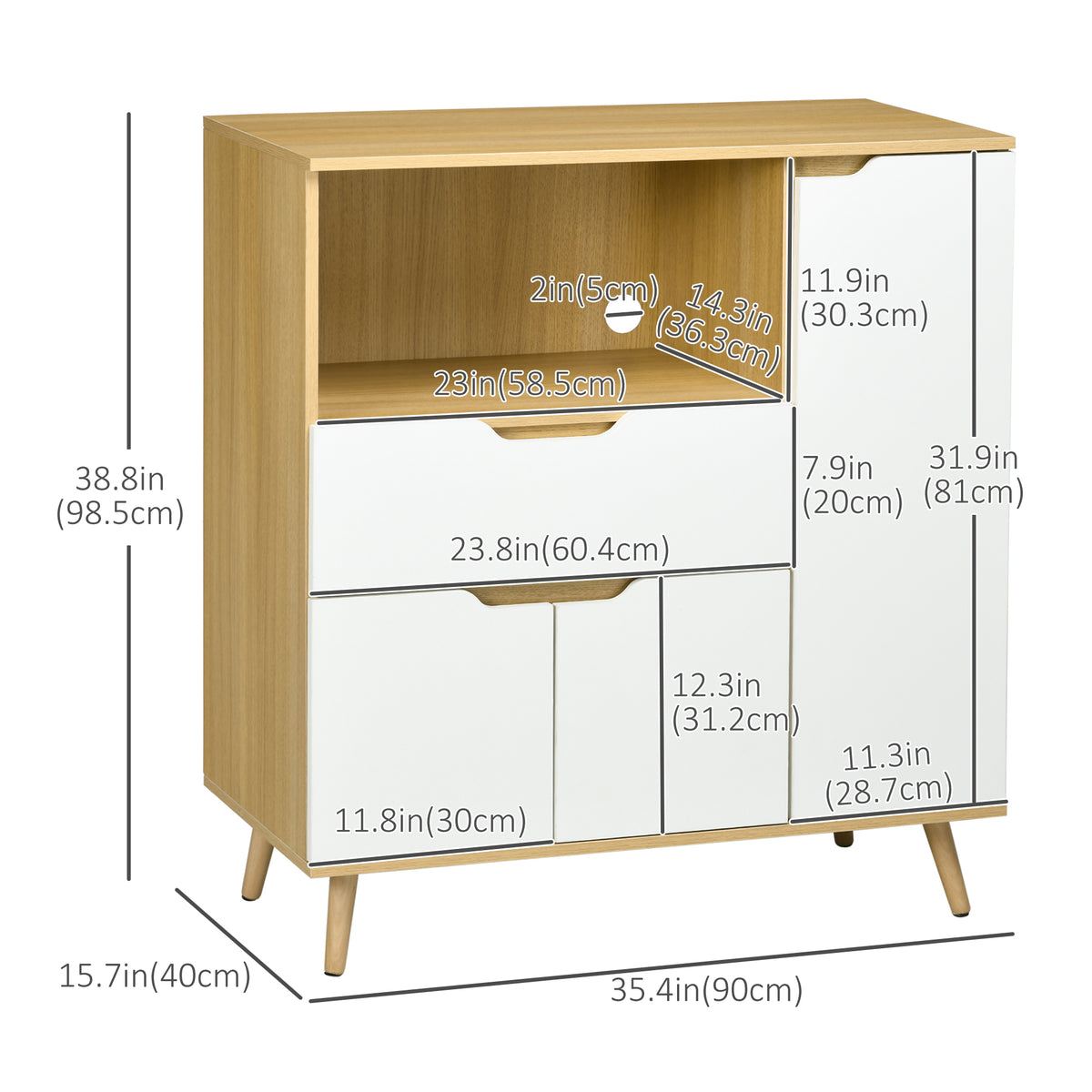 Modern Microwave Stand with Storage Cabinet - White-Home Furnishings > Storage & Organization > Kitchen Pantry Cabinets-DECOROLALA