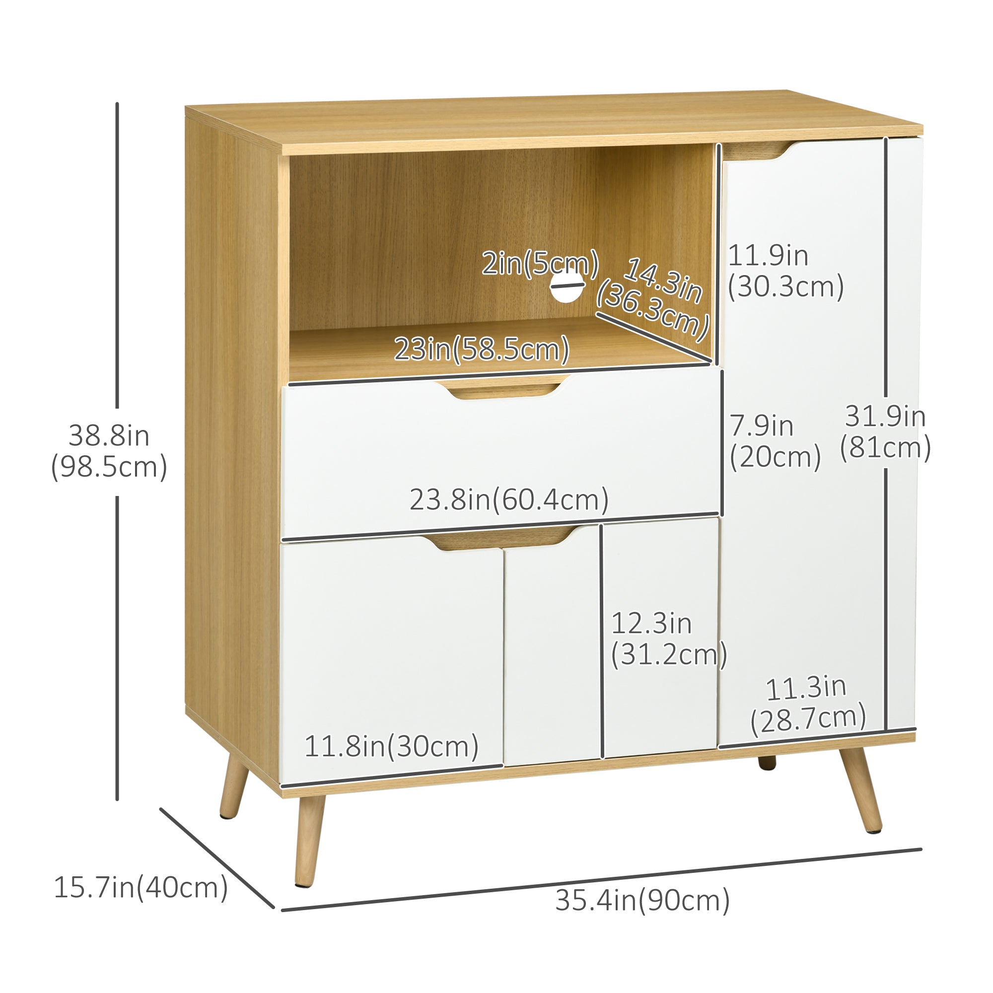 Modern Microwave Stand with Storage Cabinet - White-Home Furnishings > Storage & Organization > Kitchen Pantry Cabinets-DECOROLALA