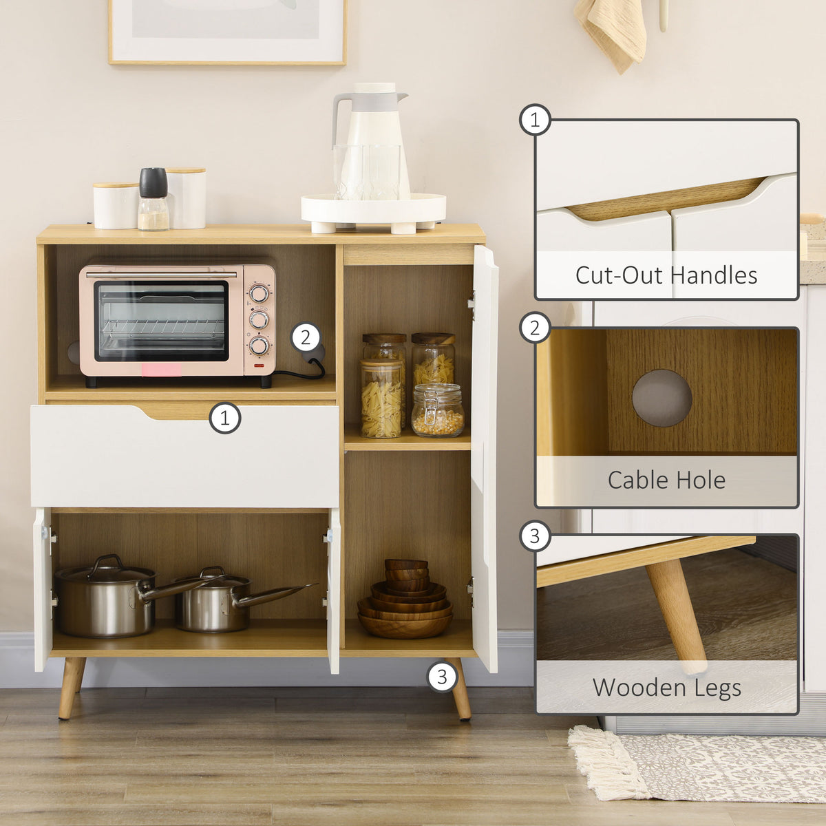 Modern Microwave Stand with Storage Cabinet - White-Home Furnishings > Storage & Organization > Kitchen Pantry Cabinets-DECOROLALA