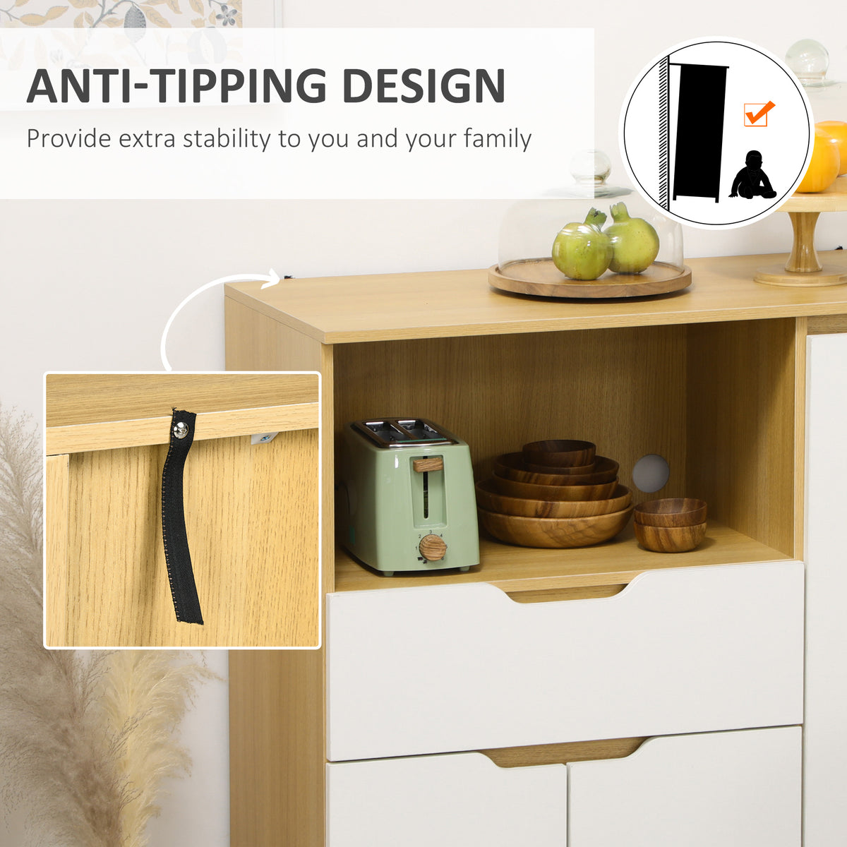 Modern Microwave Stand with Storage Cabinet - White-Home Furnishings > Storage & Organization > Kitchen Pantry Cabinets-DECOROLALA