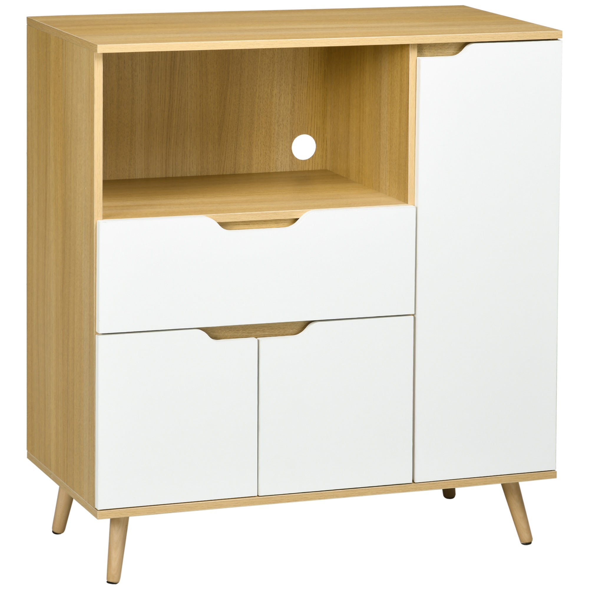 Modern Microwave Stand with Storage Cabinet - White-Home Furnishings > Storage & Organization > Kitchen Pantry Cabinets-DECOROLALA