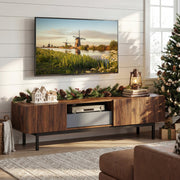 Modern Mid Century TV Stand for TVs up to 82" - Walnut & Gray-Entertainment Centers & TV Stands-DECOROLALA