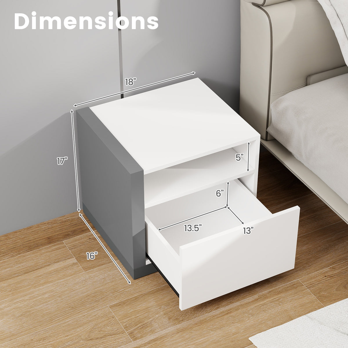 Modern Minimalist Nightstand with Drawer for Bedroom-Nightstands-DECOROLALA