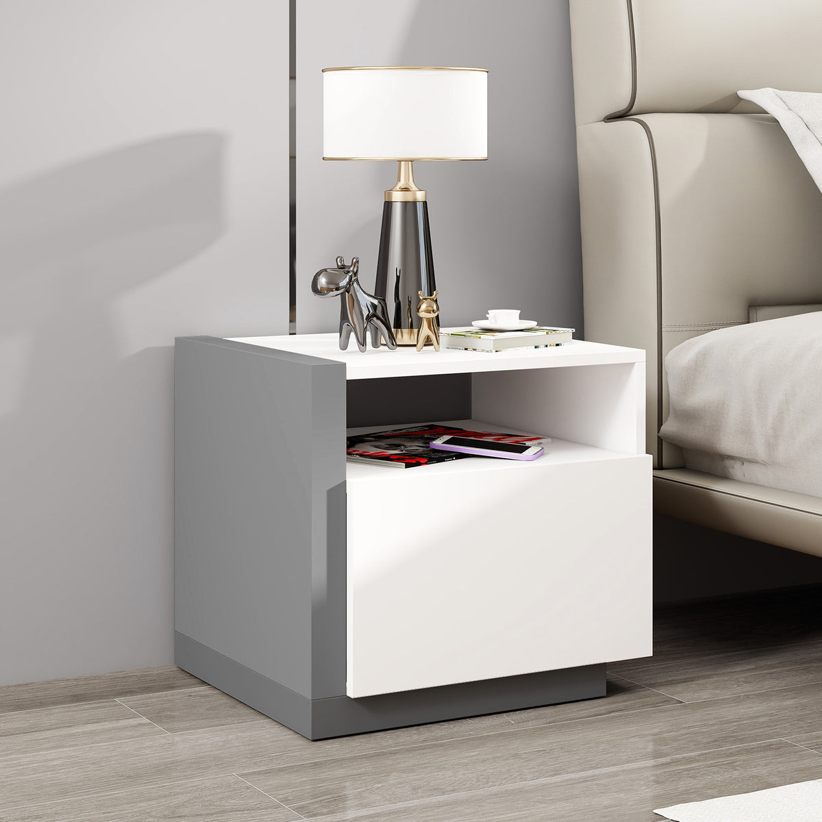 Modern Minimalist Nightstand with Drawer for Bedroom-Nightstands-DECOROLALA