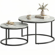 Modern Nesting Coffee Table Set of 2 - Marble Grey-Home Furnishings > Living Room Furniture > Coffee Tables-DECOROLALA