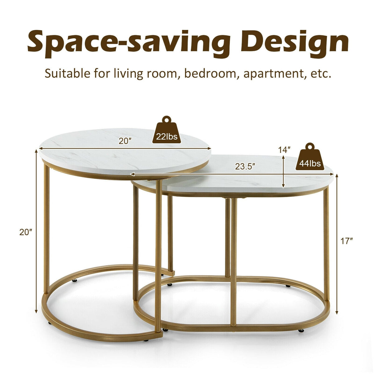 Modern Nesting Coffee Table Set of 2-White-Coffee Tables-DECOROLALA