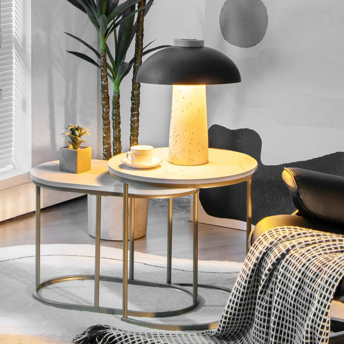 Modern Nesting Coffee Table Set of 2-White-Coffee Tables-DECOROLALA