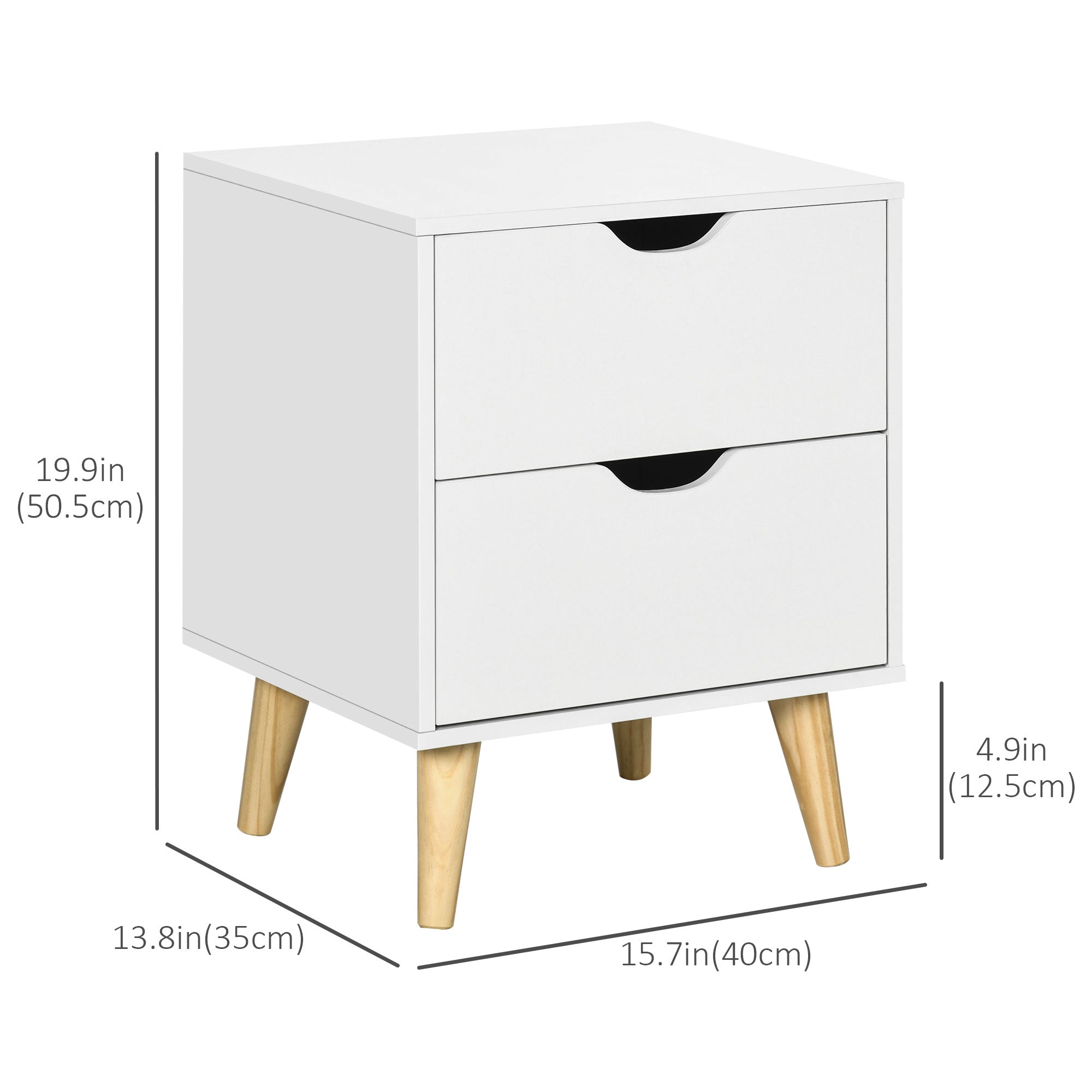 Modern Nightstand - 2-Drawer Bedside Table White 20" H-Home Furnishings > Bedroom Furniture > Bedside Tables-DECOROLALA