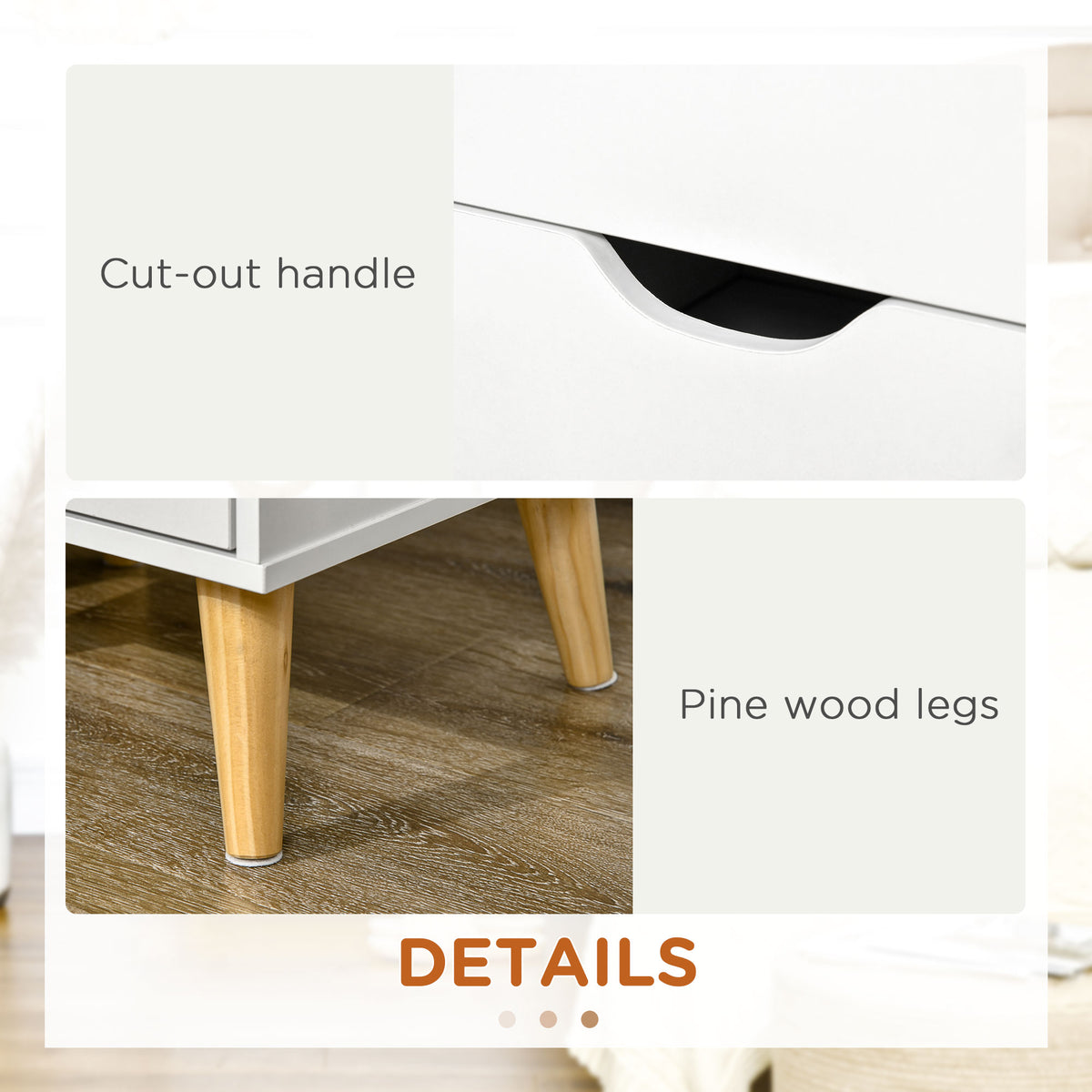 Modern Nightstand - 2-Drawer Bedside Table White 20" H-Home Furnishings > Bedroom Furniture > Bedside Tables-DECOROLALA