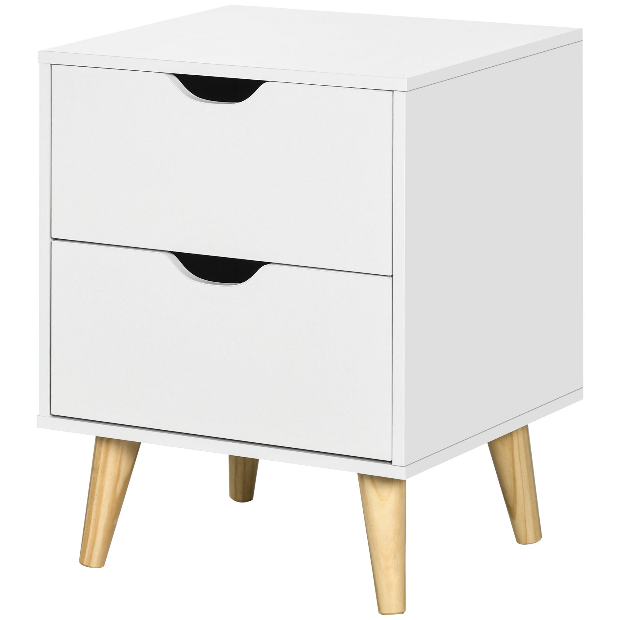 Modern Nightstand - 2-Drawer Bedside Table White 20" H-Home Furnishings > Bedroom Furniture > Bedside Tables-DECOROLALA
