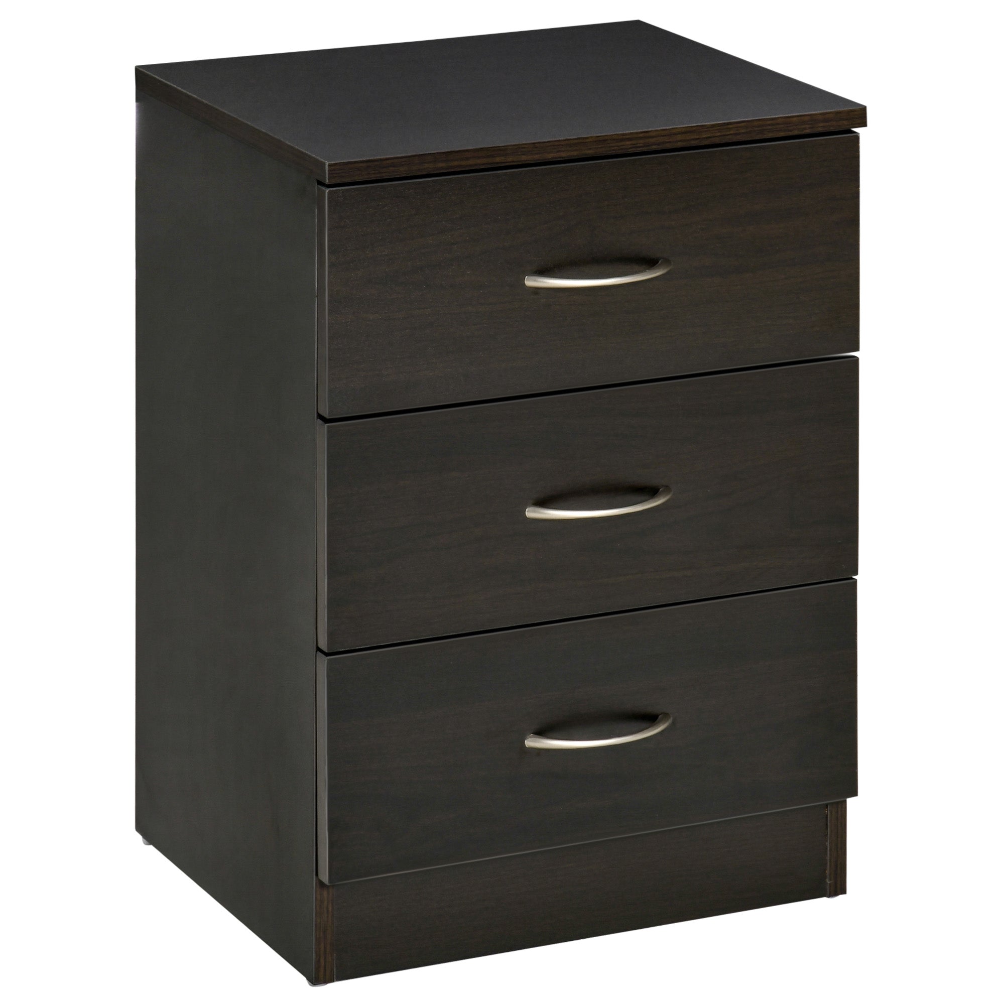 Modern Nightstand - 3 Drawers Bedside Table Dark Brown-Home Furnishings > Bedroom Furniture > Bedside Tables-DECOROLALA