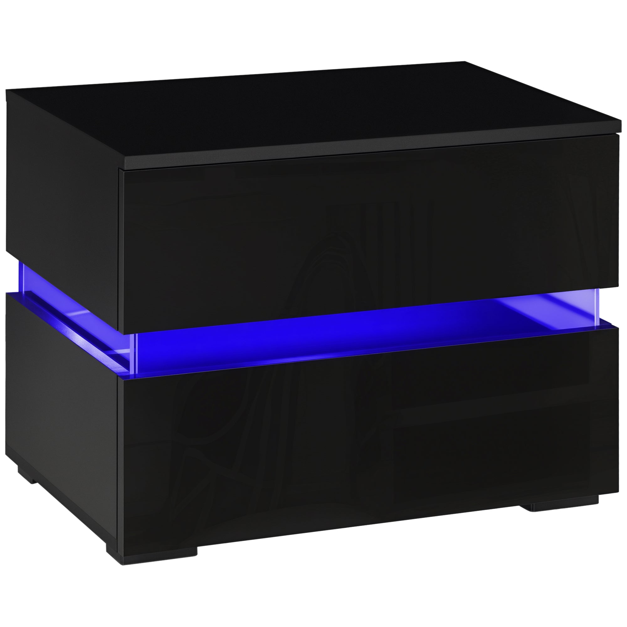 Modern Nightstand, Bedside Table with 2 Drawers, RGB LED Lights for Bedroom, Black-Home Furnishings > Bedroom Furniture > Bedside Tables-DECOROLALA