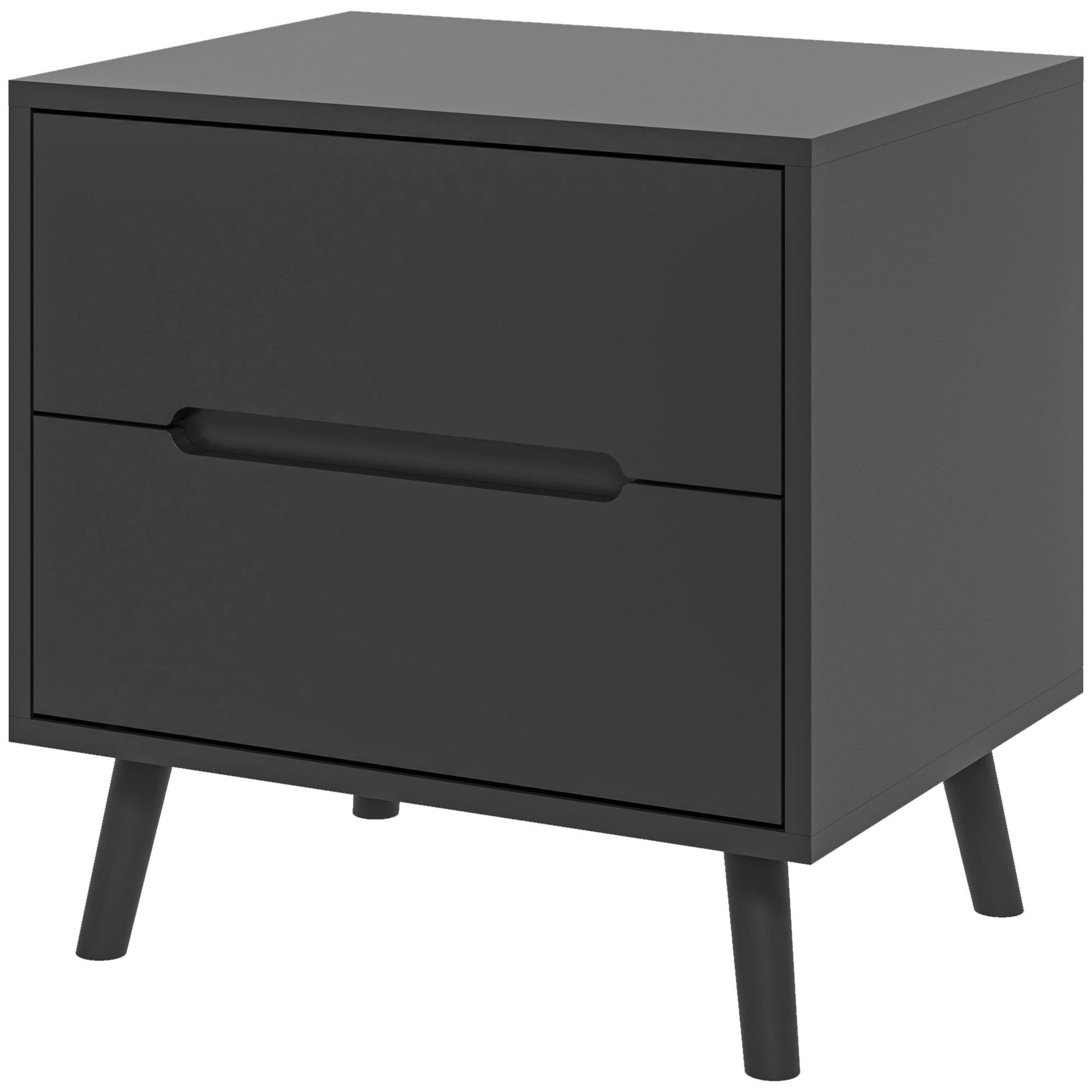 Modern Nightstand - Black 2-Drawer Bedside Table-Home Furnishings > Bedroom Furniture > Bedside Tables-DECOROLALA