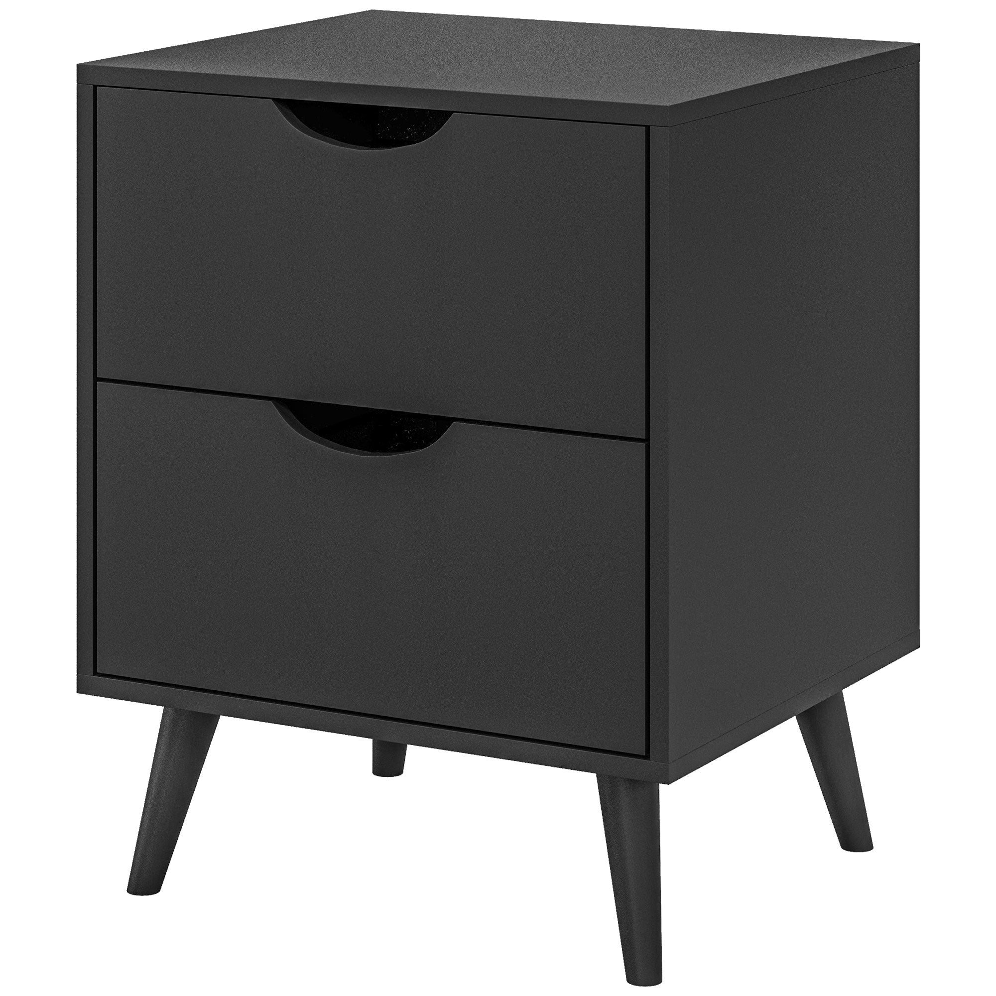 Modern Nightstand - Black 2-Drawer Bedside Table-Home Furnishings > Bedroom Furniture > Bedside Tables-DECOROLALA