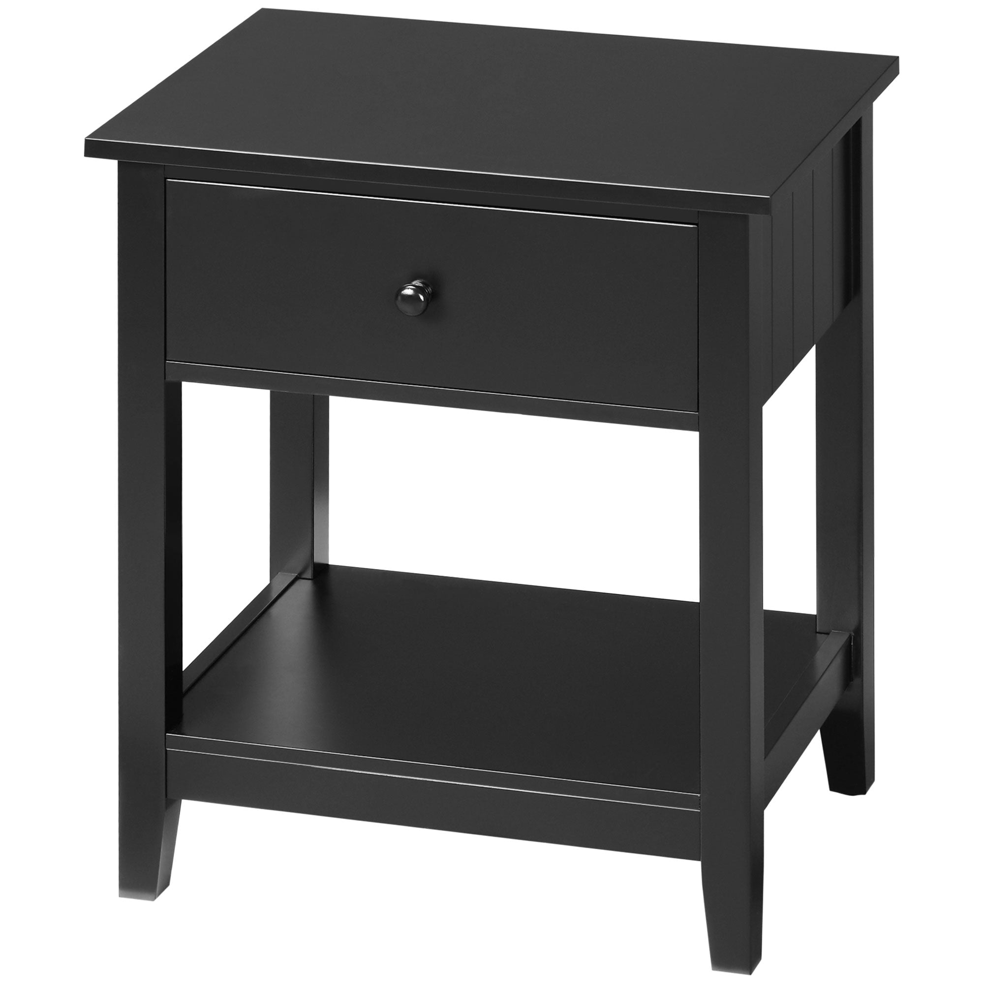 Modern Nightstand - Black MDF End Table with Drawer-Home Furnishings > Living Room Furniture > Side¬†Tables-DECOROLALA