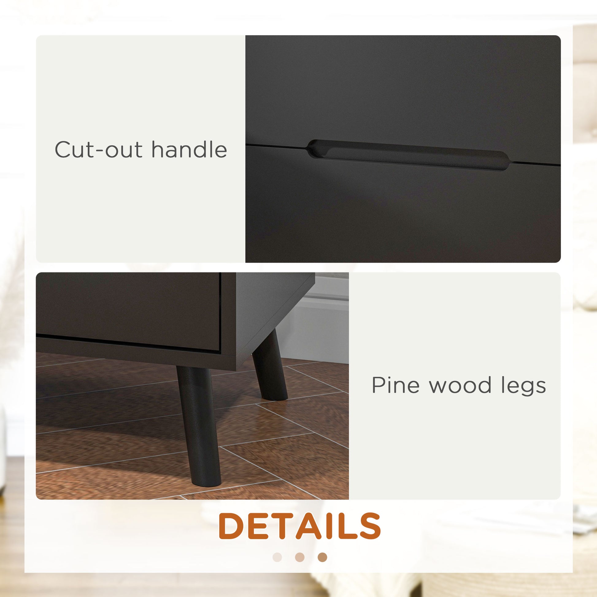 Modern Nightstand, Night Table with 2 Drawers, Bed End Table with Solid Wood Legs for Bedroom-Home Furnishings > Bedroom Furniture > Bedside Tables-DECOROLALA