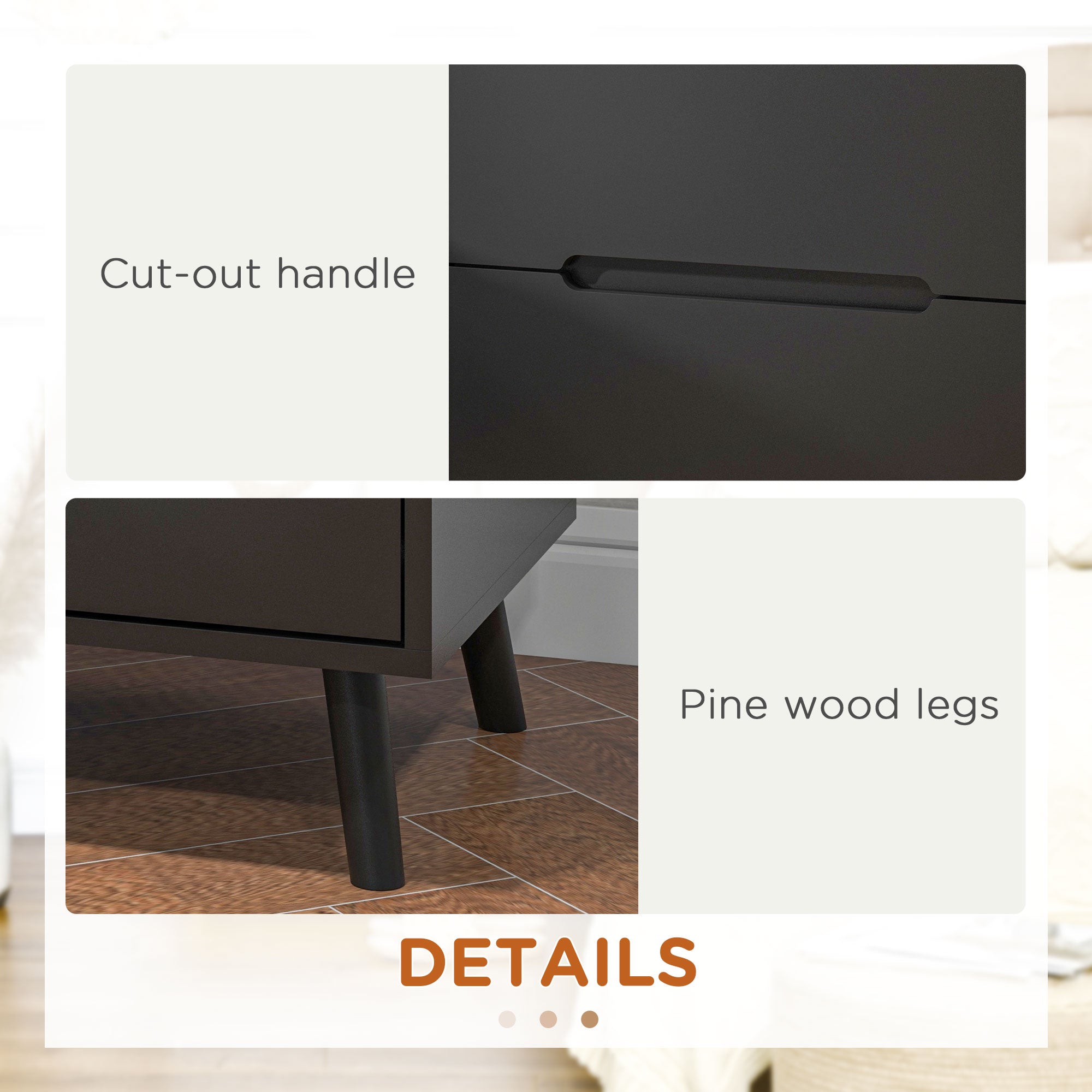 Modern Nightstand, Night Table with 2 Drawers, Bed End Table with Solid Wood Legs for Bedroom-Home Furnishings > Bedroom Furniture > Bedside Tables-DECOROLALA
