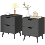Modern Nightstand Set of 2 - 2-Drawer Bedside Table Black-Home Furnishings > Bedroom Furniture > Bedside Tables-DECOROLALA