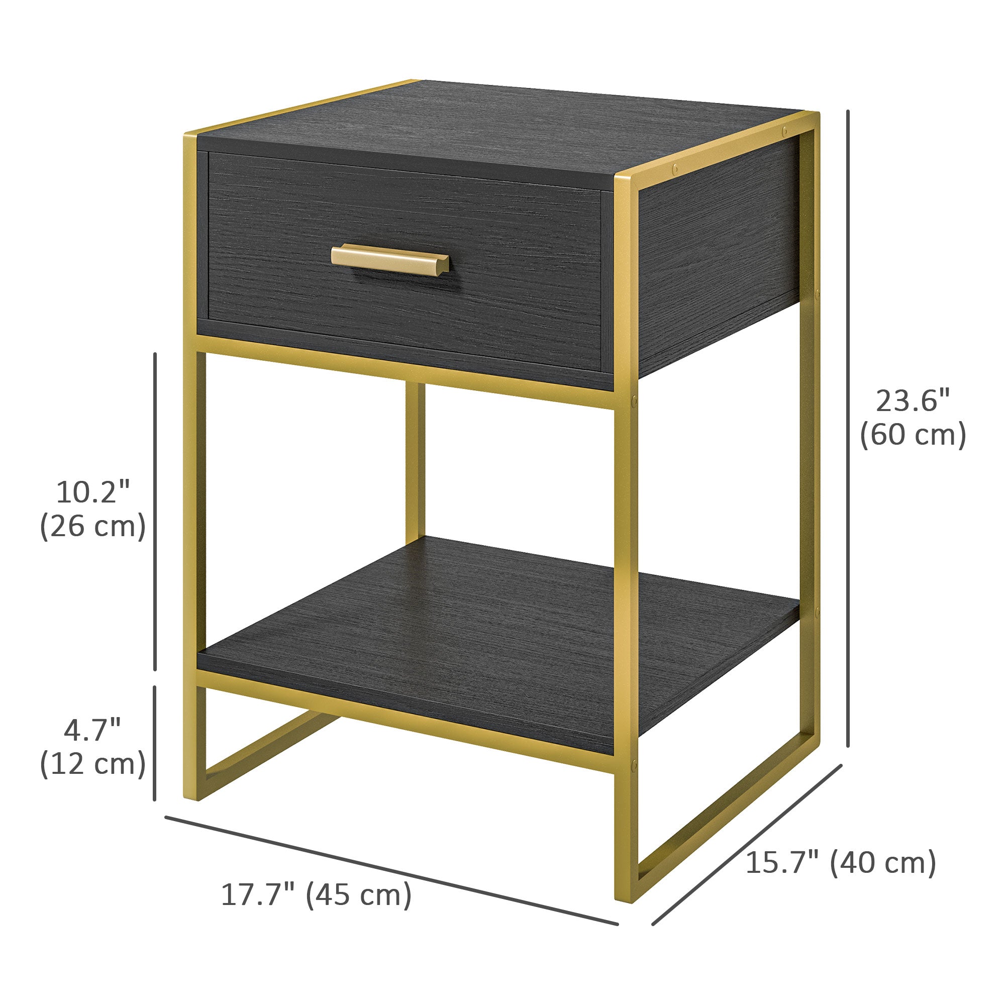 Modern Nightstand Set of 2 - Black Bedside Tables with Drawer-Home Furnishings > Bedroom Furniture > Bedside Tables-DECOROLALA