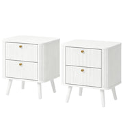 Modern Nightstand Set of 2 - White Wood Grain 2-Drawer Table-Home Furnishings > Bedroom Furniture > Bedside Tables-DECOROLALA