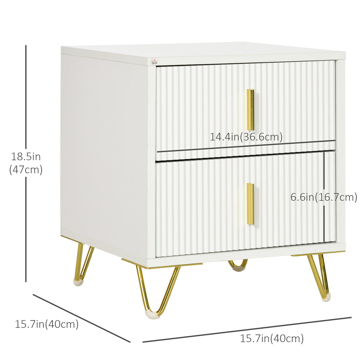 Modern Nightstand - White 2-Drawer Bedside Table 16"-Home Furnishings > Bedroom Furniture > Bedside Tables-DECOROLALA
