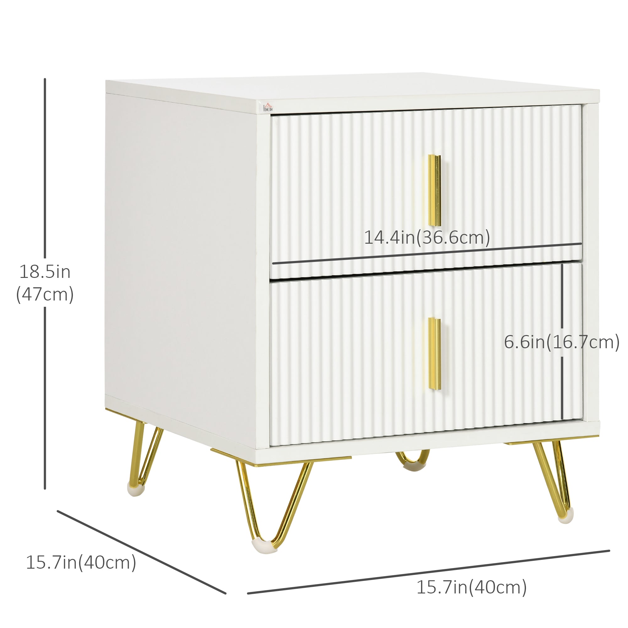 Modern Nightstand - White 2-Drawer Bedside Table 16"-Home Furnishings > Bedroom Furniture > Bedside Tables-DECOROLALA